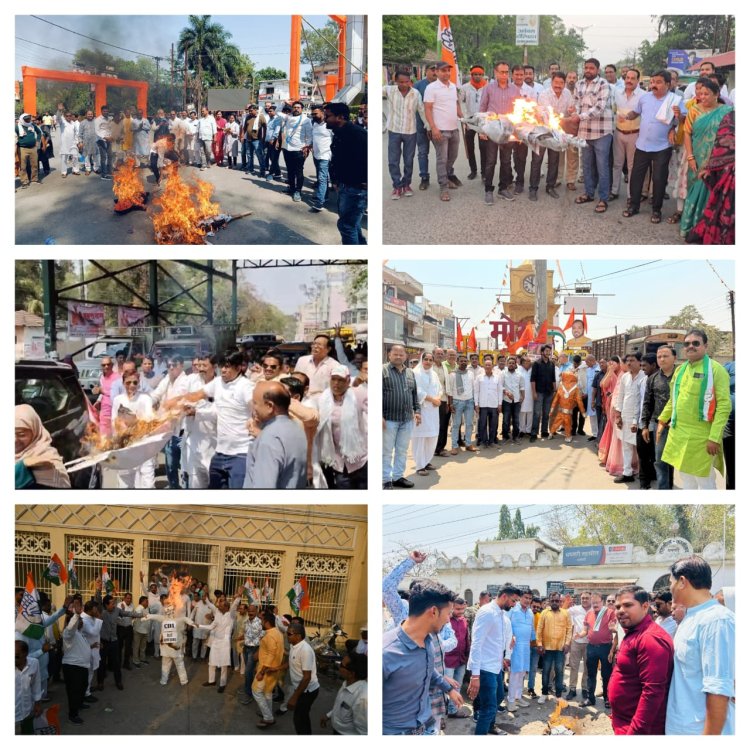 *कांग्रेस का प्रदर्शन: CBI की कार्रवाई का विरोध, पूरे प्रदेश में फूंका केंद्र सरकार का पुतला*