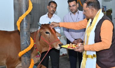 गोवर्धन पूजा के अवसर पर मुख्यमंत्री ने किया गौपूजन, प्रदेशवासियों की सुख-समृद्धि की कामना की