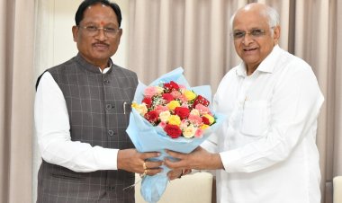 Chief Minister Vishnu Deo Sai Pays Courtesy Visit to Gujarat Chief Minister Bhupendra Patel in Gandhinagar