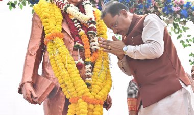 मुख्यमंत्री श्री विष्णुदेव साय ने संविधान दिवस के अवसर पर डॉ. भीमराव अंबेडकर की प्रतिमा पर माल्यार्पण कर किया नमन